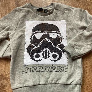Primark Star Wars Stormtrooper Boys Grey Sweatshirt Flip Sequin Size 4-5 Years